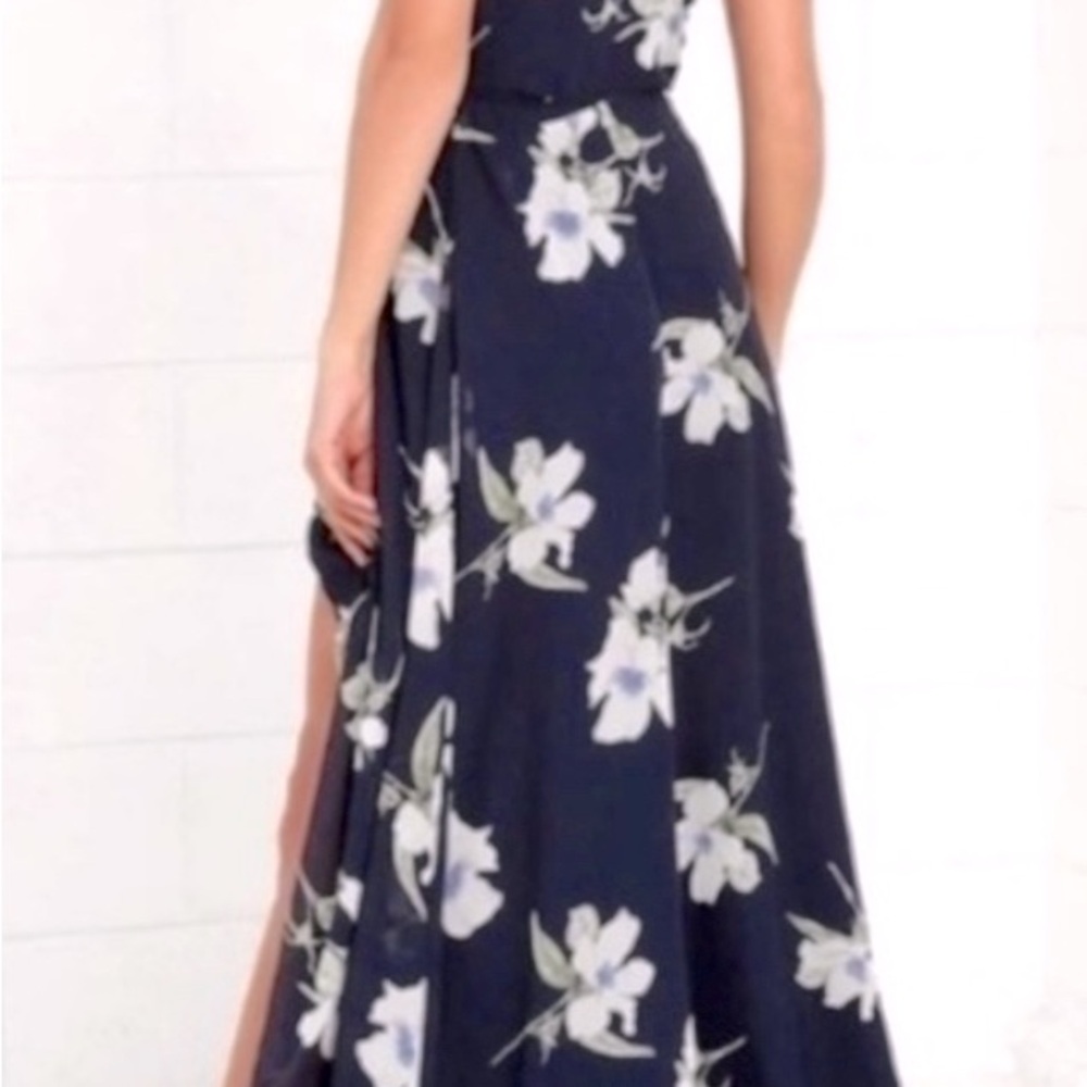 Lulus Rose floral High Low Maxi Wrap Dress - Picture 3 of 4